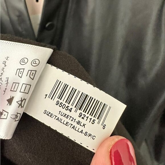 BCBGeneration Black Faux Leather Button Front Shirt - Picture 10 of 10